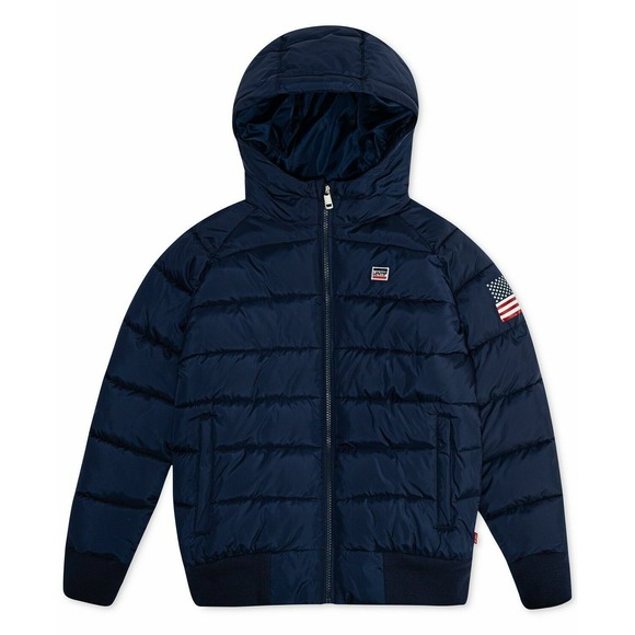Levi's Big Boys Dover Puffer Jacket‎ Navy Blue Size Medium 10 12 - Picture 1 of 2